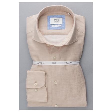 ETERNA 1863 Linnen Overhemd beige, Effen