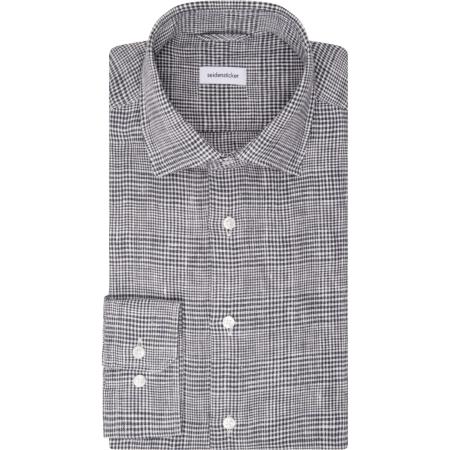 Seidensticker Linnen Overhemd donkerblauw, Ruit