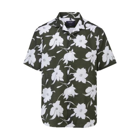 OLYMP SIGNATURE Soft Business Linnen Overhemd olijf, Bedrukt