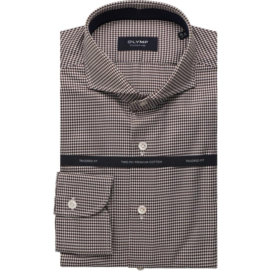 OLYMP SIGNATURE Overhemd bruin, Pied De Poule Bruin