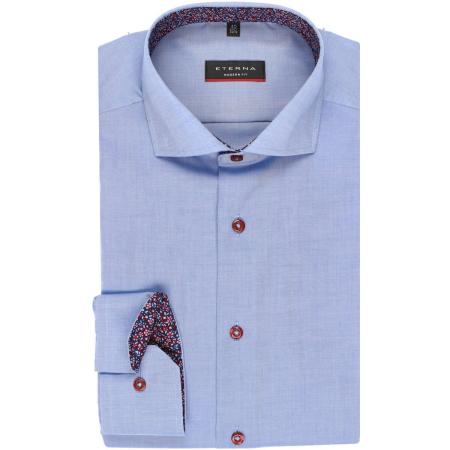 ETERNA Overhemd middenblauw, Effen