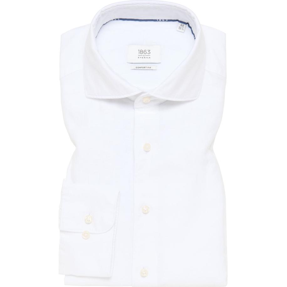 ETERNA 1863 Linnen Overhemd wit, Effen Wit
