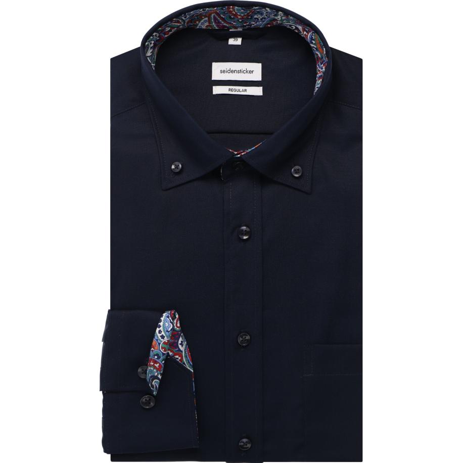 Seidensticker Overhemd donkerblauw, Effen Blauw
