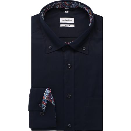 Seidensticker Overhemd donkerblauw, Effen