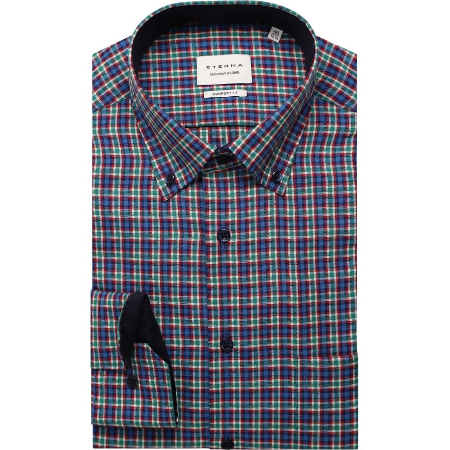 ETERNA Overhemd marine, Ruit Blauw