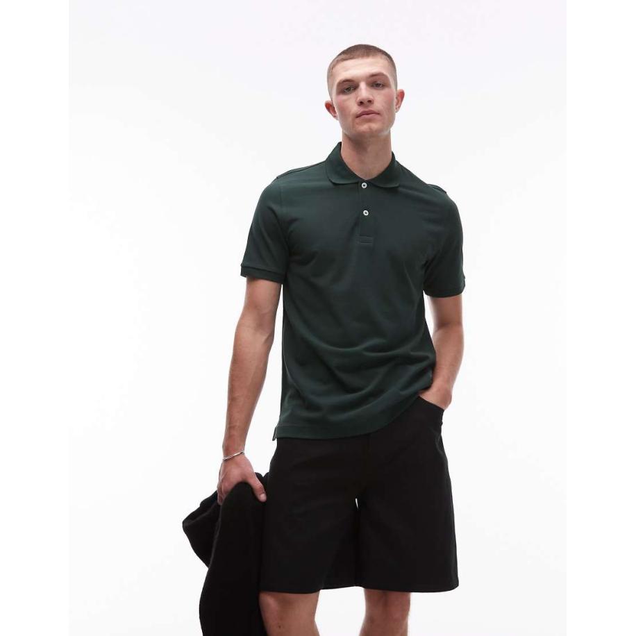 ARKET - Poloshirt van piqué jersey met korte mouwen in donkergroen Groen