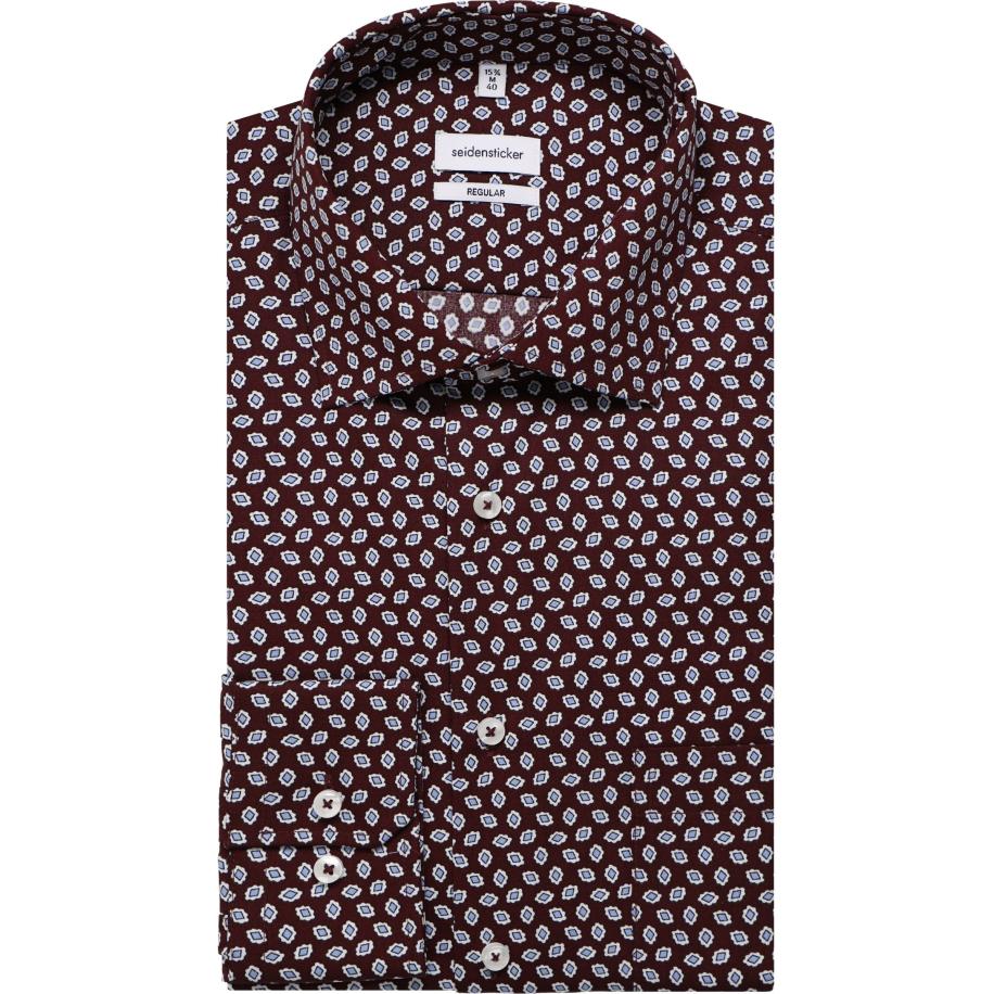 Seidensticker Overhemd donkerrood, Bedrukt Rood