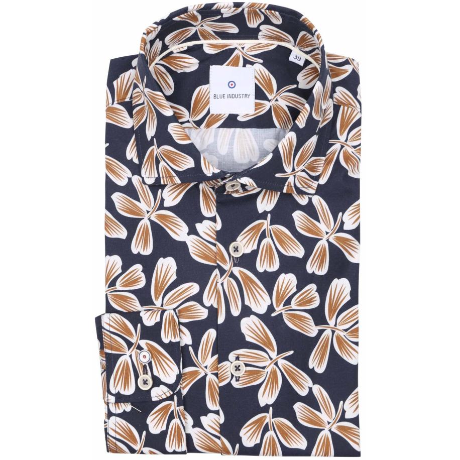 Blue Industry Overhemd Print Donkerblauw Blauw
