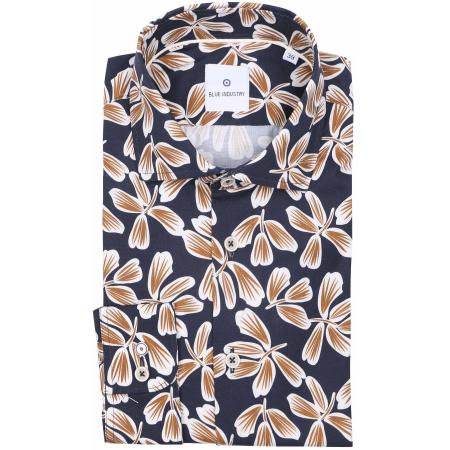 Blue Industry Overhemd Print Donkerblauw