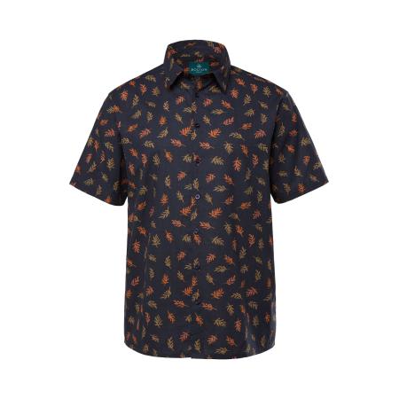 Boston Park Boston Park Overhemd nachtblauw / lichtbruin / oranje