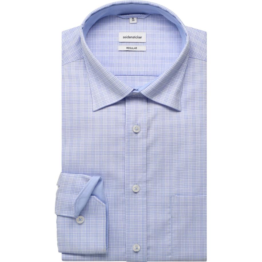 Seidensticker Overhemd lichtblauw, Ruit Blauw