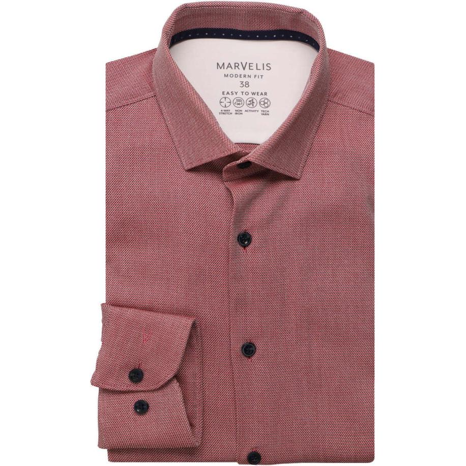 Marvelis Performance Overhemd rood, Faux-uni Rood