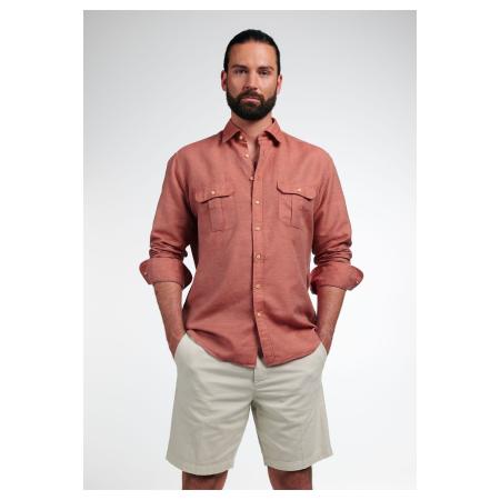 ETERNA 1863 Linnen Overhemd oranje, Effen