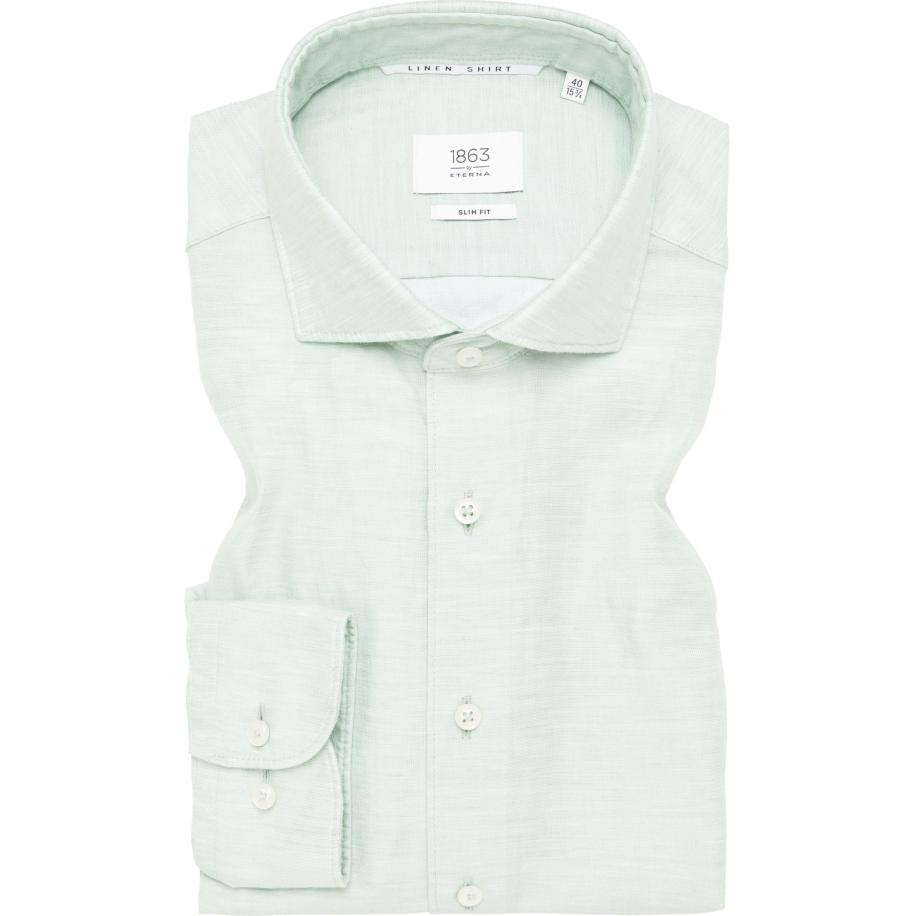 ETERNA 1863 Linnen Overhemd groen, Effen Groen