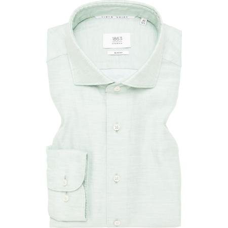 ETERNA 1863 Linnen Overhemd groen, Effen