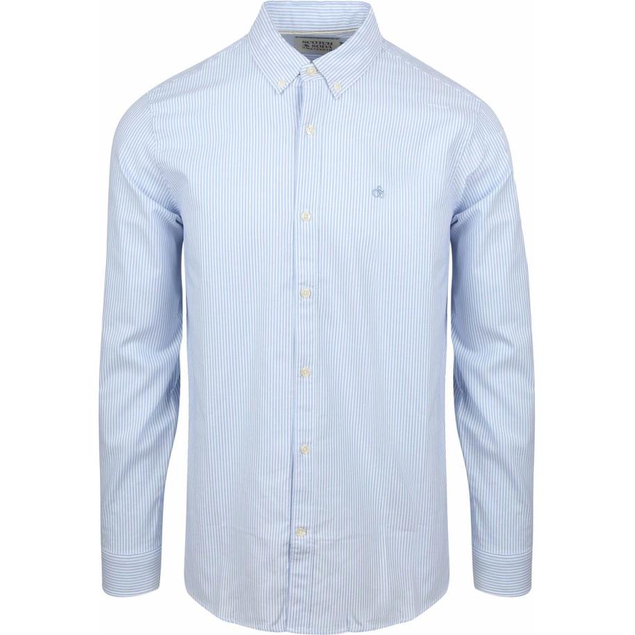Scotch and Soda Overhemd Streep Lichtblauw Blauw
