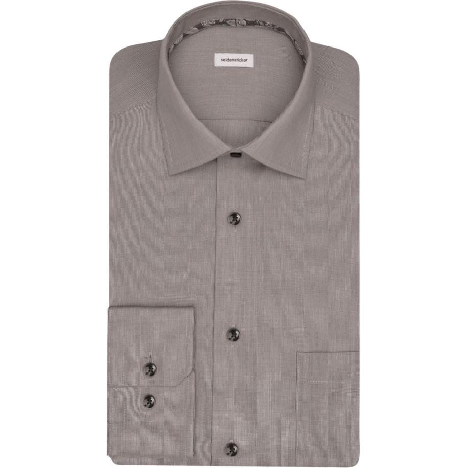 Seidensticker Overhemd grijs, Effen Grijs