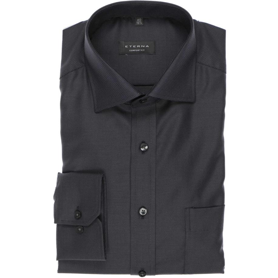ETERNA Overhemd antraciet, Gestructureerd Grijs