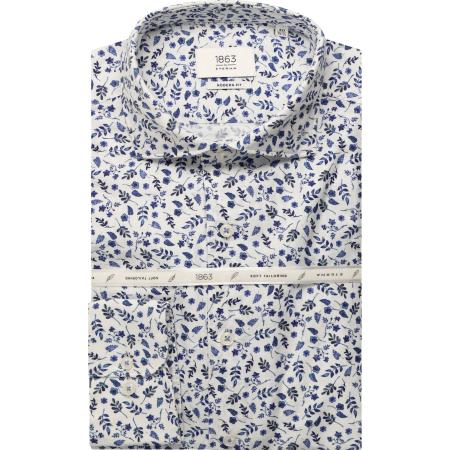 ETERNA 1863 Linnen Overhemd blauw, Bedrukt