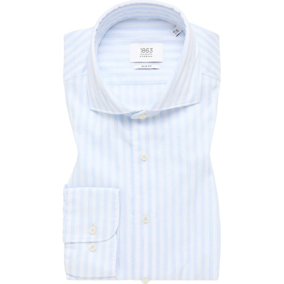 ETERNA 1863 Linnen Overhemd hemelsblauw, Gestreept Blauw