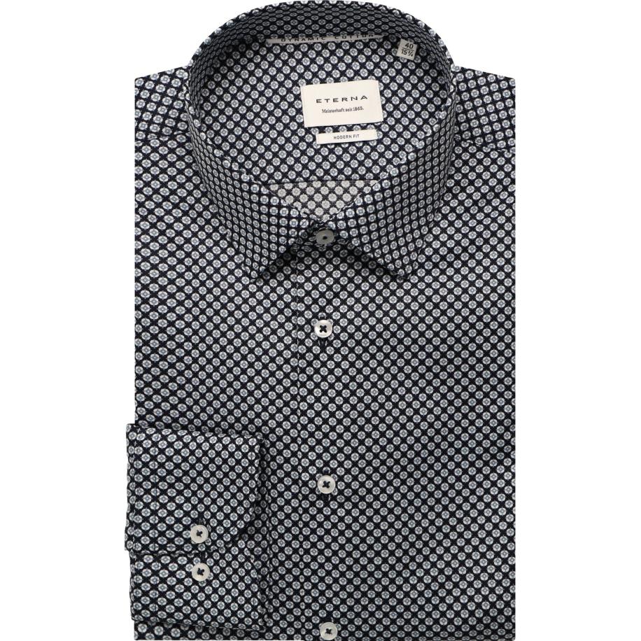 ETERNA Overhemd marine, Bedrukt Blauw