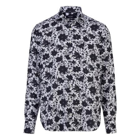 OLYMP SIGNATURE Soft Business Linnen Overhemd wit, Bedrukt