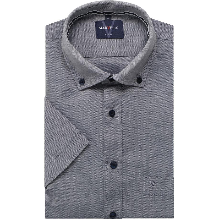 Marvelis Casual Overhemd Korte mouw marine Blauw