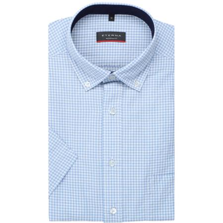 ETERNA Linnen Overhemd middenblauw, Ruit