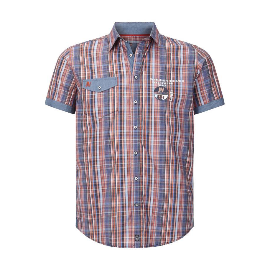 Jan Vanderstorm Overhemd Korte mouw blauw Blauw