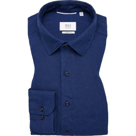 ETERNA 1863 Linnen Overhemd marine, Effen