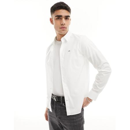 Calvin Klein - Smal poplin overhemd met stretch in wit