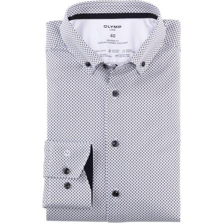 OLYMP Luxor 24/Seven Overhemd zwart, Motief