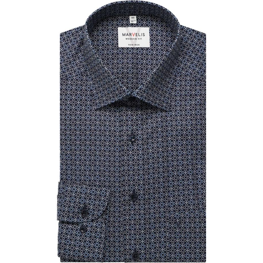Marvelis Overhemd blauw/bruin, Motief Blauw