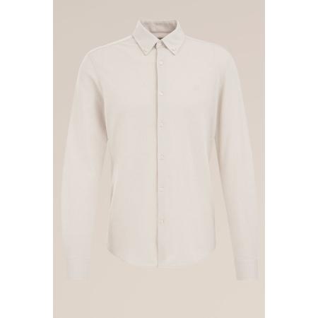 Fundamentals heren piquéjersey overhemd met stretch - Slim Fit - Gebroken wit - Katoen - Maat: XS