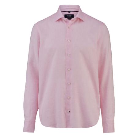 OLYMP SIGNATURE Soft Business Linnen Overhemd roos, Faux-uni