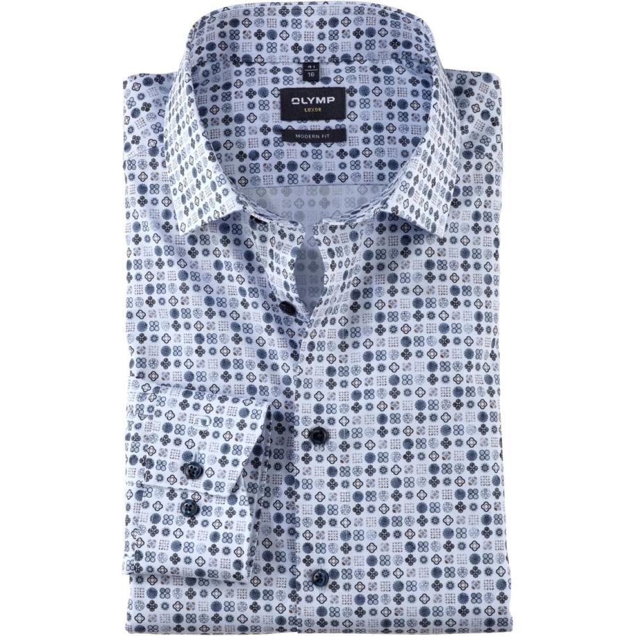 OLYMP Luxor Overhemd blauw, Bedrukt Blauw