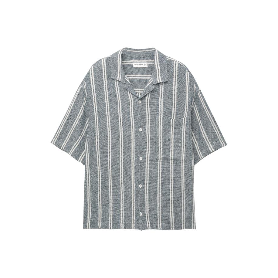 Pull&Bear Pull&Bear Overhemd navy / wit -