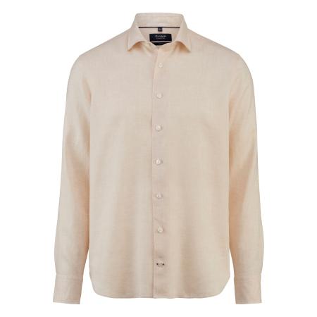 OLYMP SIGNATURE Soft Business Linnen Overhemd beige, Faux-uni