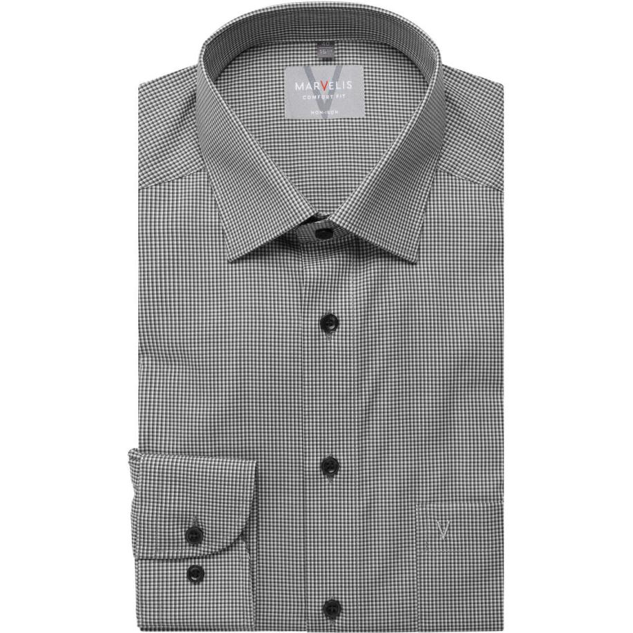 Marvelis Overhemd zwart/wit, Ruit Multicolor