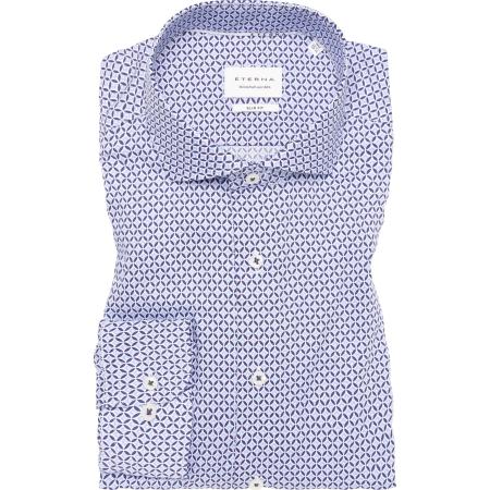 ETERNA Overhemd middenblauw, Bedrukt