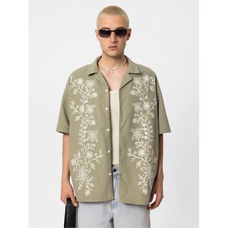 VAMOS CLO Overhemd kaki / wit