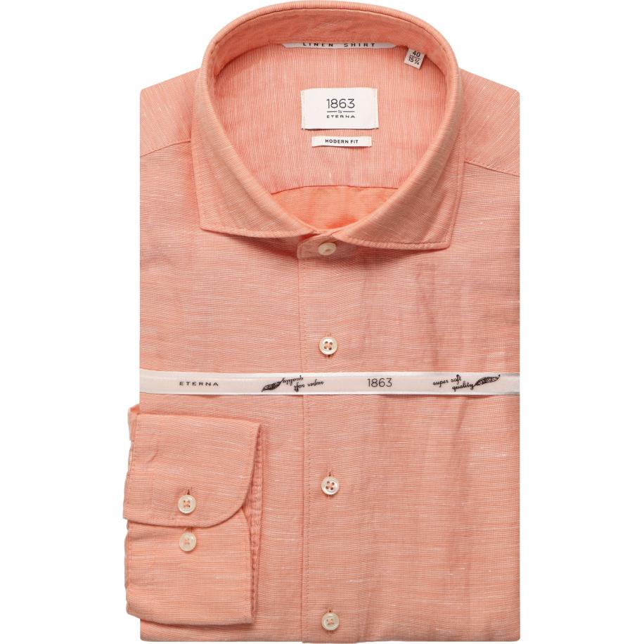 ETERNA 1863 Linnen Overhemd oranje, Effen Oranje