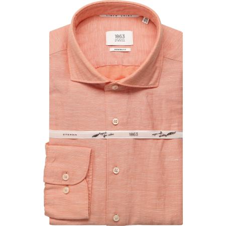 ETERNA 1863 Linnen Overhemd oranje, Effen
