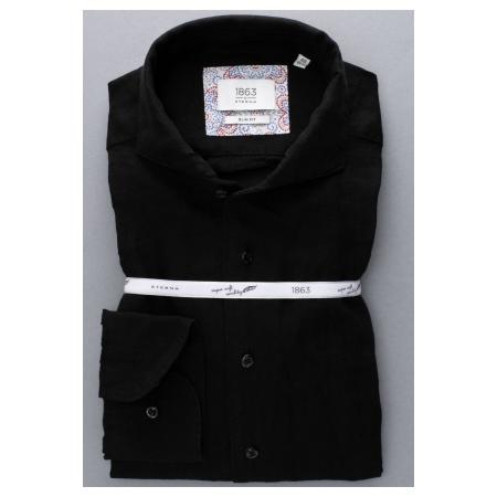 ETERNA 1863 Linnen Overhemd zwart, Effen