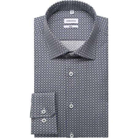 Seidensticker Overhemd donkergroen, Bedrukt