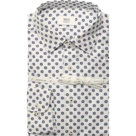 ETERNA 1863 Linnen Overhemd blauw, Bedrukt