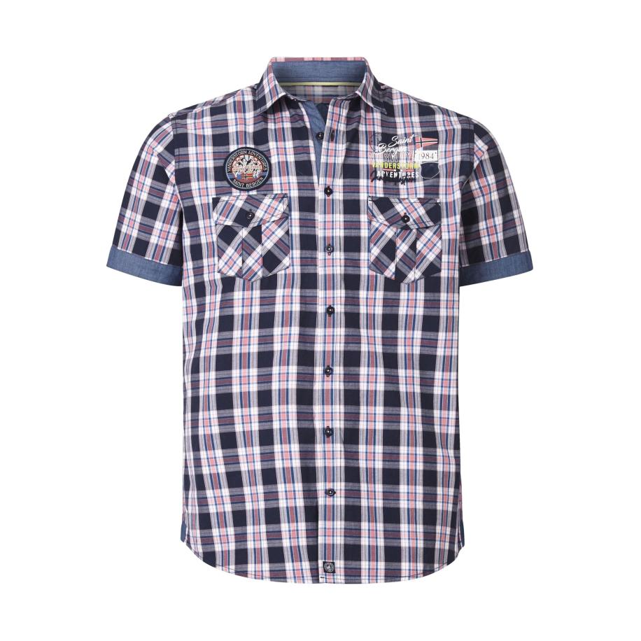 Jan Vanderstorm Overhemd Korte mouw donkerblauw Blauw