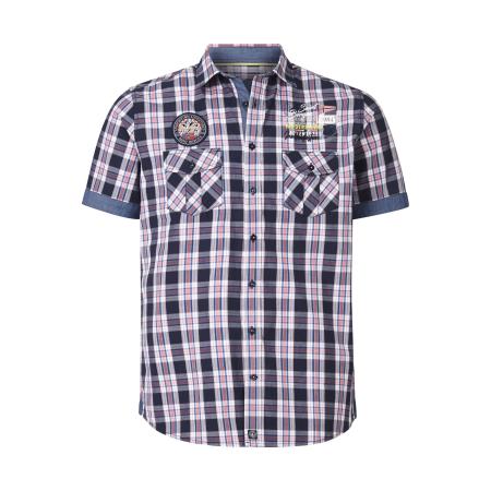 Jan Vanderstorm Overhemd Korte mouw donkerblauw