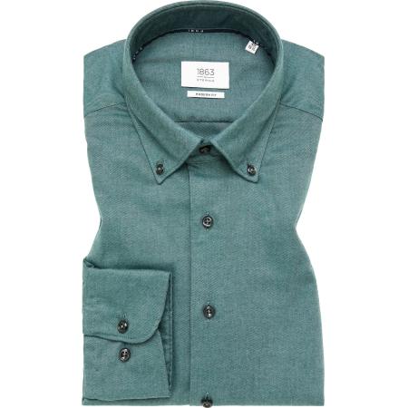 ETERNA 1863 Flanellen Overhemd groen, Effen
