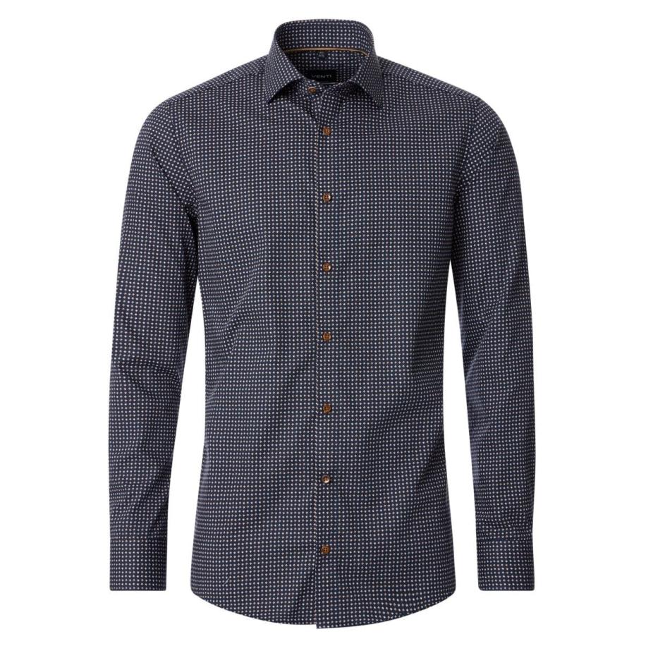 Venti Overhemd blauw, Bedrukt Blauw